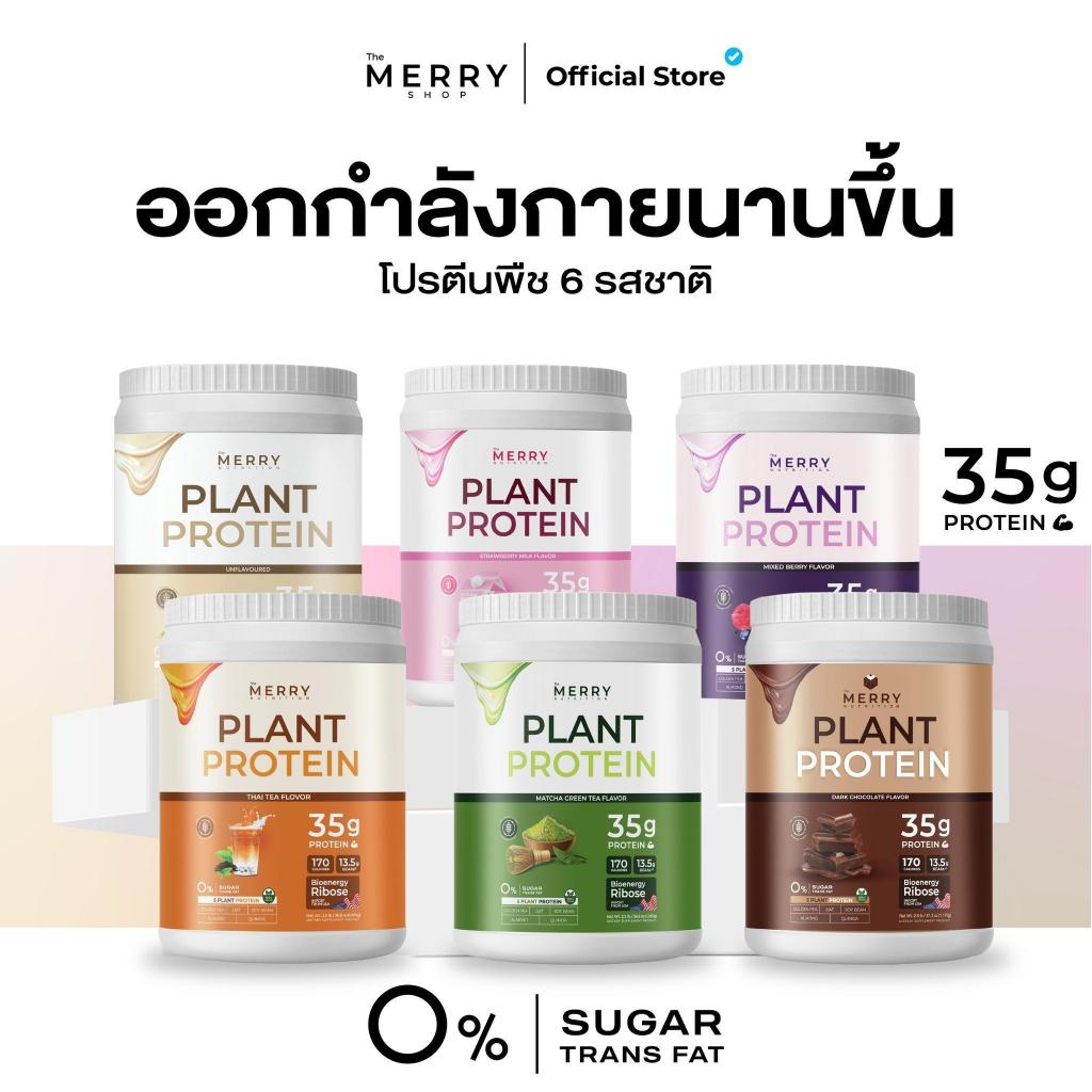 Plant 1 กระปุก Merry Plant Protein โปรตีนพืช 5 ชนิด: สูตรสร้างกล้ามเนื้อ โปรตีน 35 กรัม D-Ribose