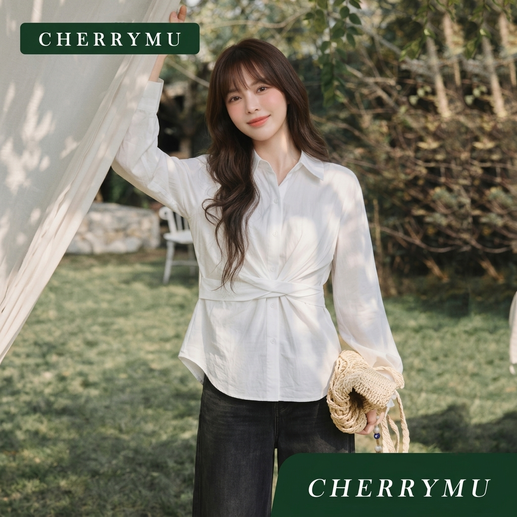 CHERRYMU รุ่นS174 เสื้อเชิ้ตผู้หญิง เสื้อเชิ้ตแฟชั่น เสื้อผ้าผู้หญิง