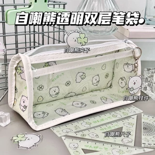L338 กระเป๋าดินสอ กระเป๋าเครื่องสำอางค์คิตตี้แบบใส พร้อมส่งจากไทย