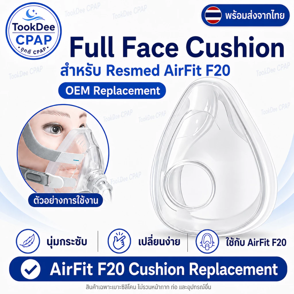 Resmed AirFit F20 OEM Cushion หน้ากากจมูก เบาะซิลิโคนหน้ากาก CPAP Replacement ส่งจากไทย