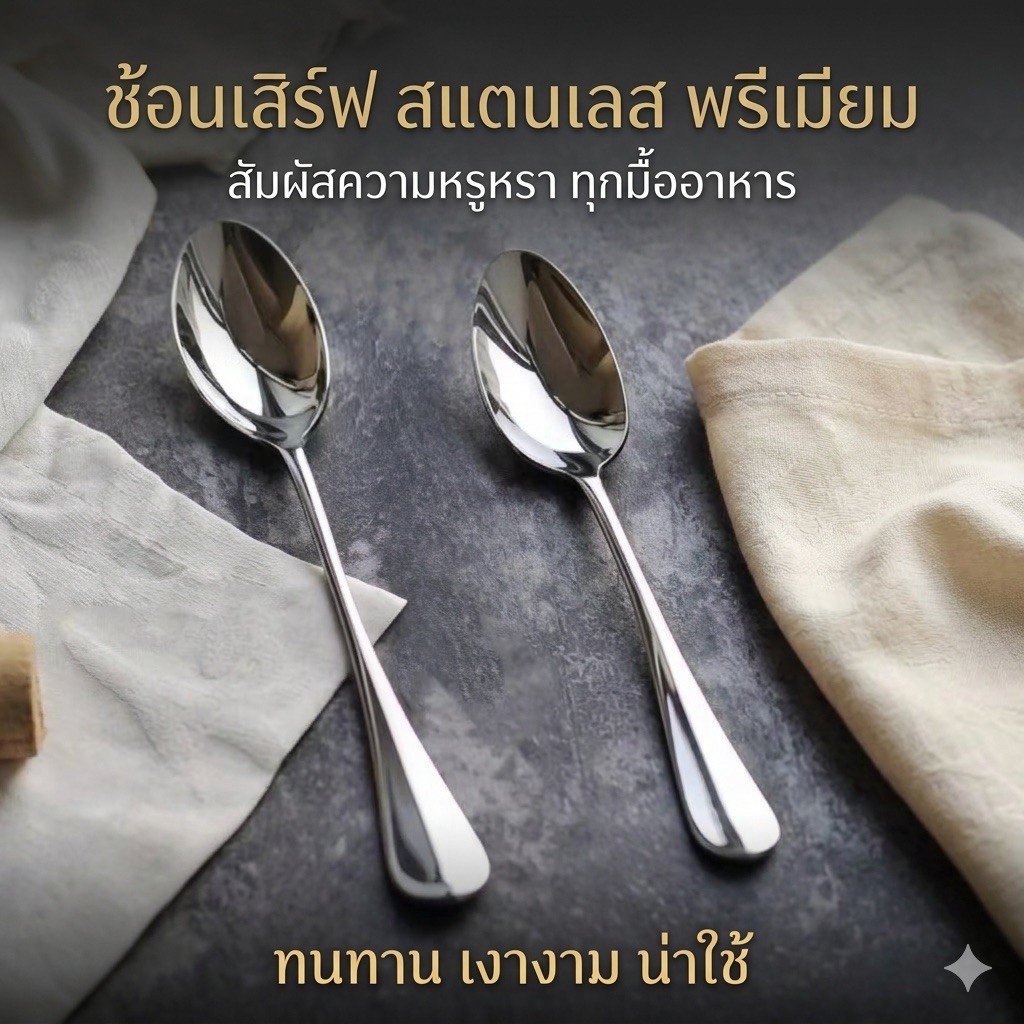 ☕ ช้อนกาแฟสแตนเลส (มีให้เลือก 2 ไซส์) – แพ็คสุดคุ้ม! แพ็ค 5 คันและ 4คัน