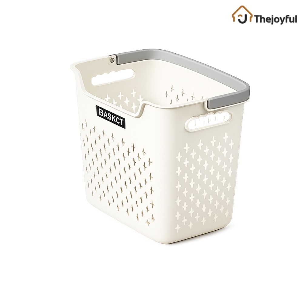 Thejoyful ตะกร้าพลาสติกใส่ผ้า ตะกร้ามีหูหิ้ว ตะกร้าพลาสติก basket พลาสติกหนา ระบายอากาศได้ดี มีหลายขนาด
