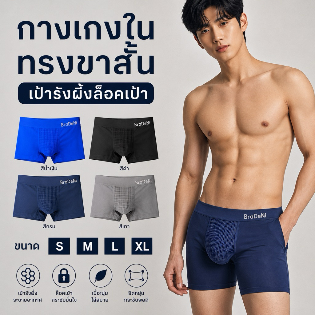 กางเกงในชาย ทรงมีขา รังผึ้งกระชับสัดส่วน