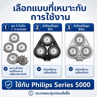 อะไหล่หัวโกนใบมีด ใช้กับ Philips S5000 S5070 S5050 S5080 S5095 S5370 S5420 ชุด 3 ชิ้น/หัวโกนทั้งชุด