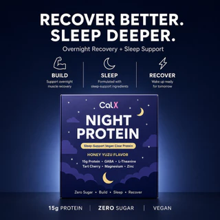 CALX Night Sleep Clear Protein : โปรตีนใสจากพืชก่อนนอน GABA L-Theanine Magnesium Zinc Chamomile Tart Cherry Honey Flavor