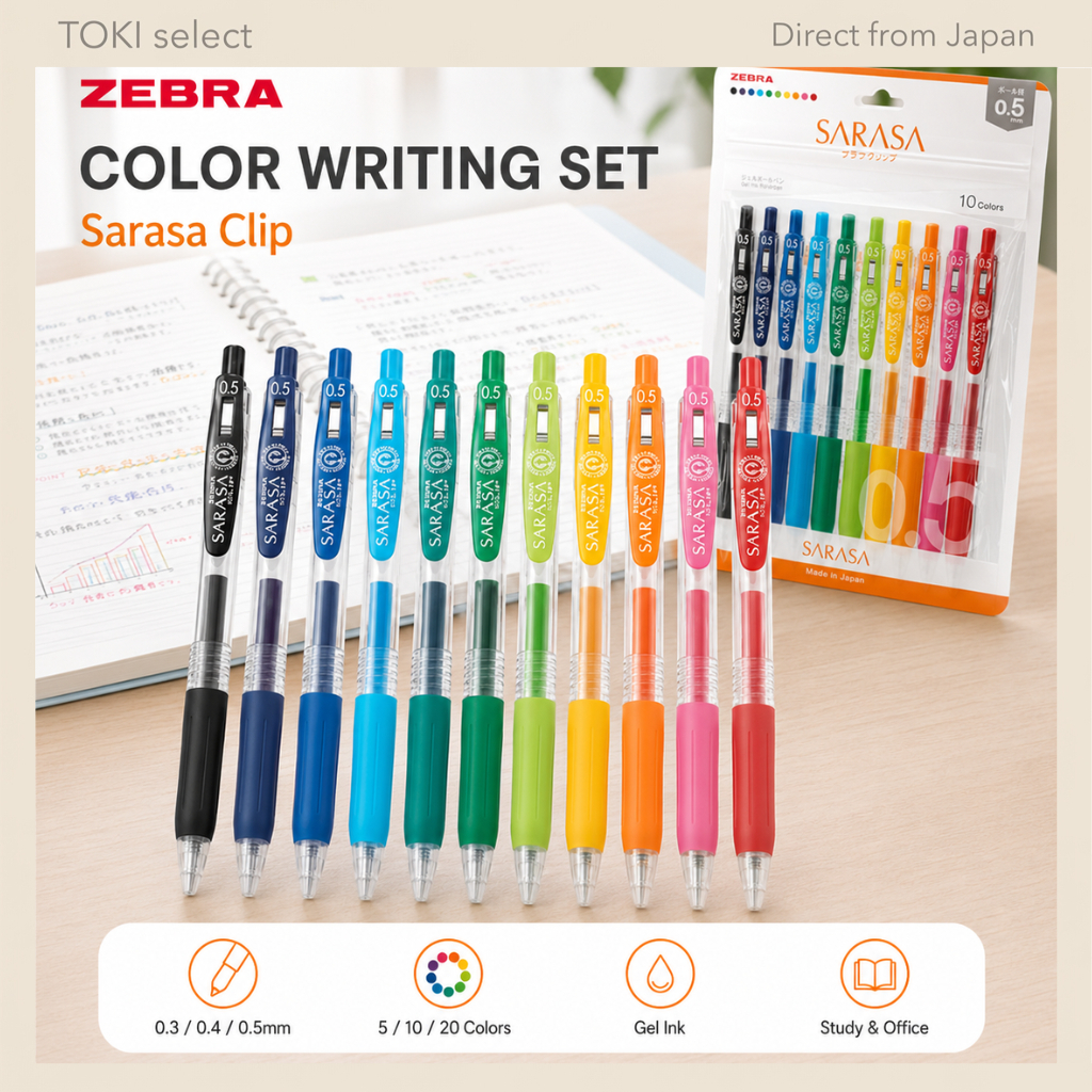 Zebra Sarasa Clip Gel Pen Set - Multiple Sizes and Colors