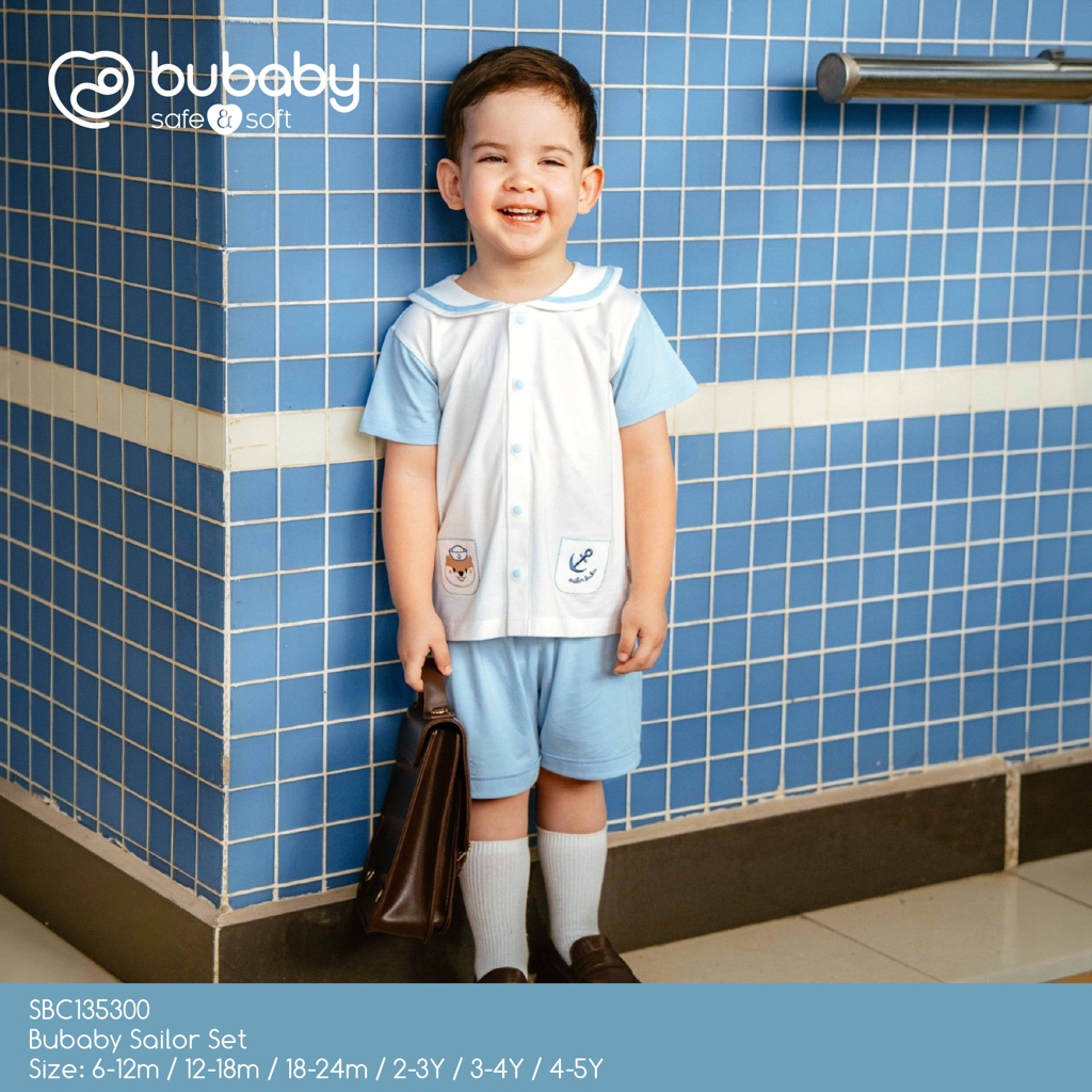 BU BABY طقم أطفال بياقة بحار نصف كم — صورة 3