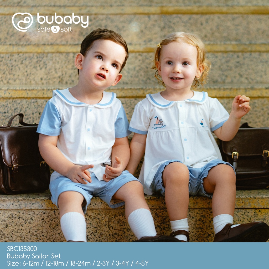 BU BABY طقم أطفال بياقة بحار نصف كم — صورة 6