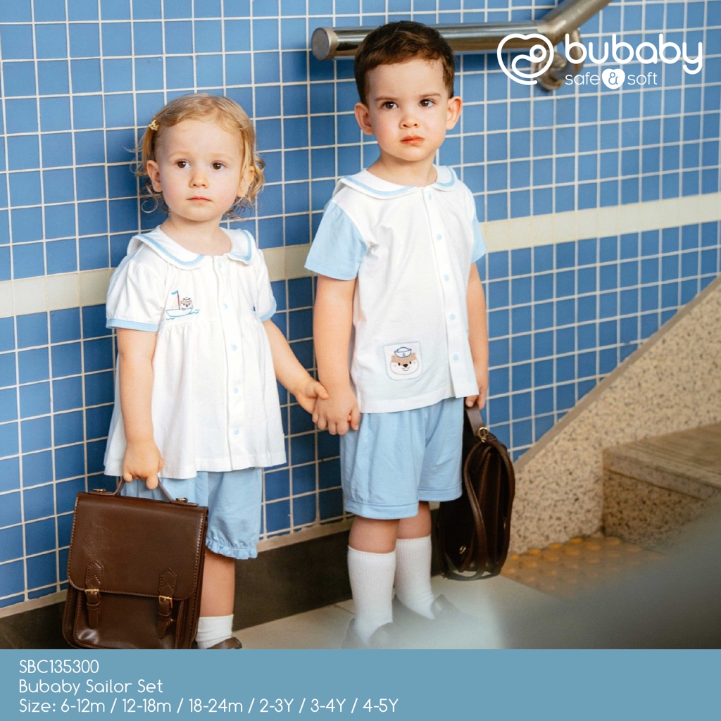 BU BABY طقم أطفال بياقة بحار نصف كم — صورة 7