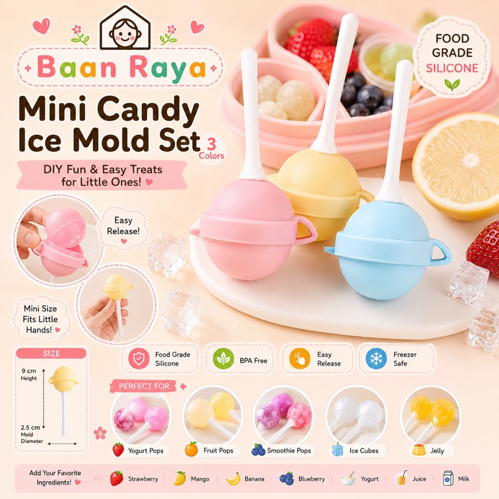 แม่พิมพ์ไอศกรีม เด็ก Ice Cream Mold DIY ทำไอติมโฮมเมด พิมพ์เยลลี่ วุ้น น้ำแข็ง Food Grade Baan Raya