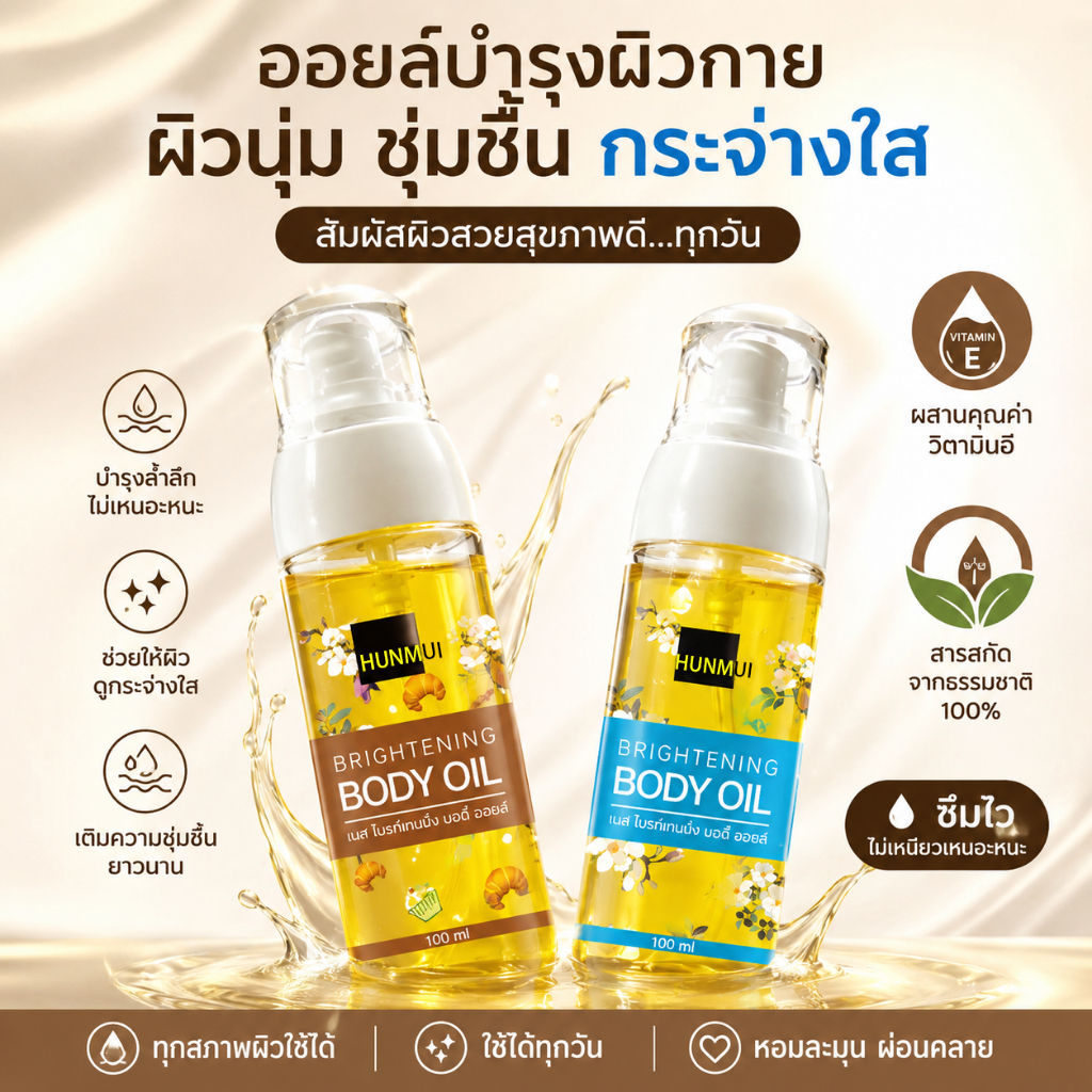 ออยล์บำรุงผิวขาว บอดี้ ออย ออยล์ 4กลิ่น 4สไตล์บำรุงผิวนุ่มชุ่มชื้นผิวขาวใสผิวอิ่มน้ำไม่เหนียวเหนอะหนะ