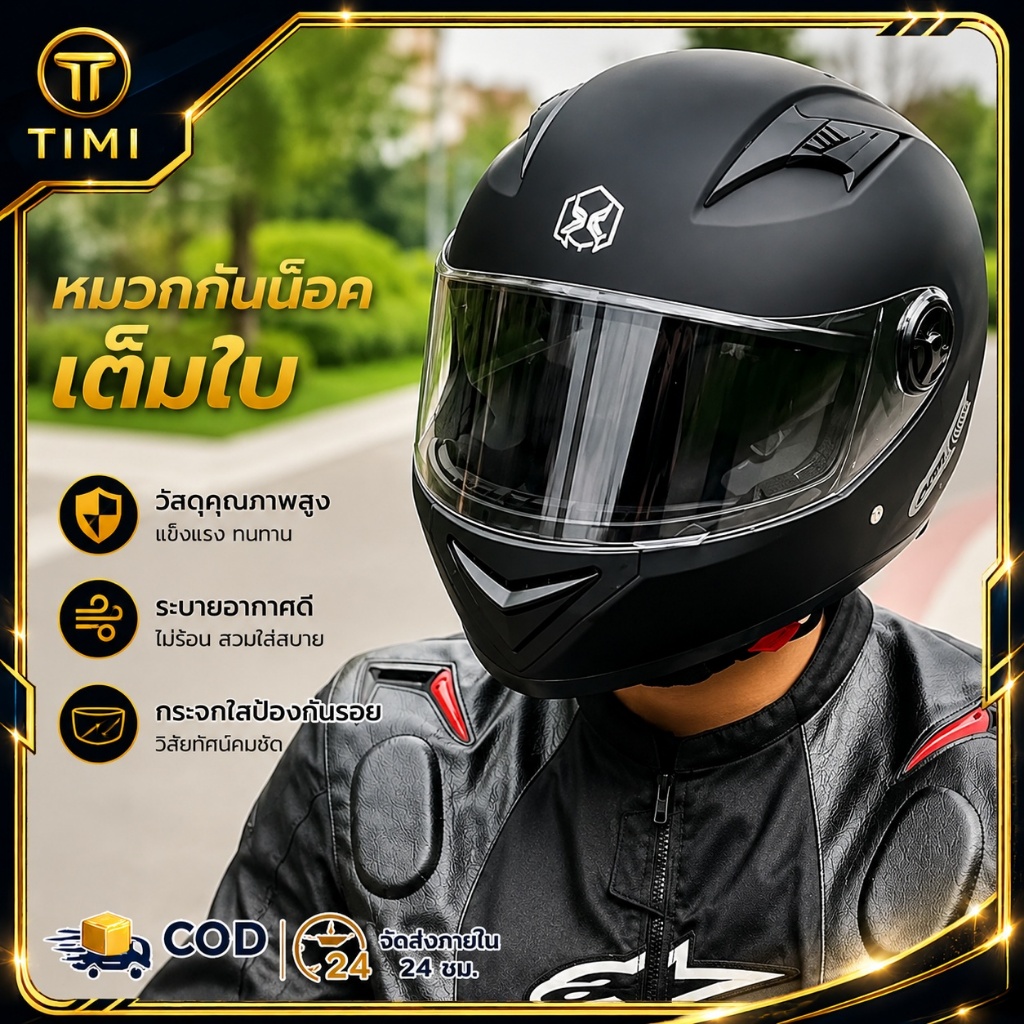 【TIMI】💥 หมวกกันน็อค หมวกกันน๊อกชาย กระจกสีกันแสงสะท้อน ขับขี่ปลอดภัยมากขึ้น ป้องกันแสงยูวีและแสงสะท้อน หมวกกันน็อคเต็มใบ