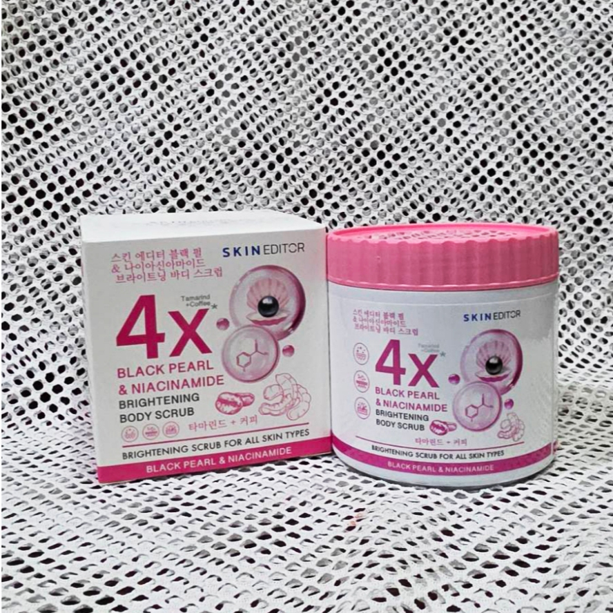 SKIN EDITOR 4X Black Pearl & Niacinamide Brightening Body Scrub สครับผิวกาย 500g