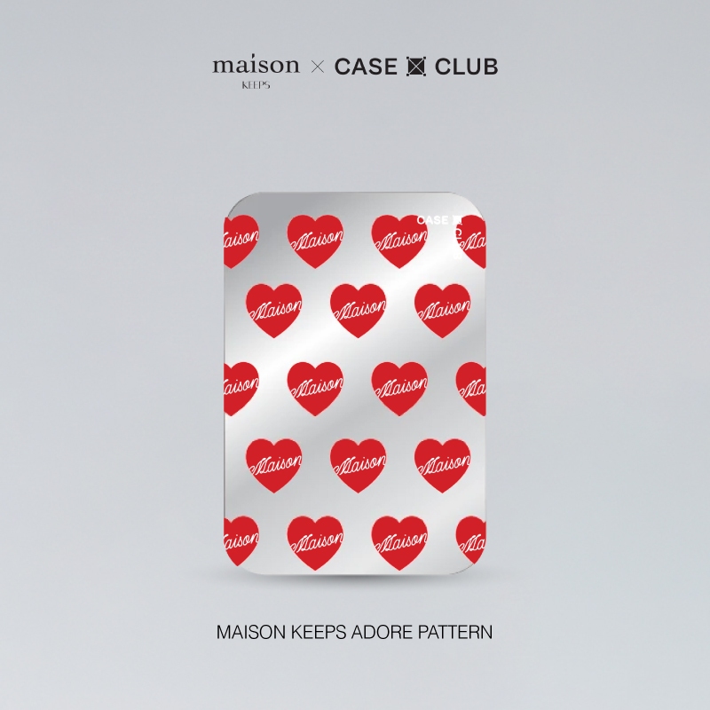 CaseClub เคสคลับ Magnetic Mirror Cardholder Stand ที่ใส่บัตร แม่เหล็ก มีกระจกและขาตั้ง ลาย maison KEEPS Adore Pattern