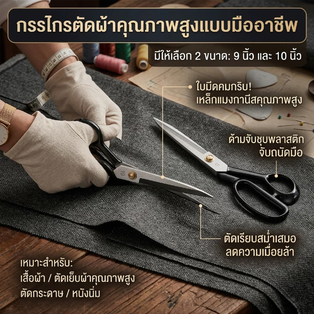 ส่งฟรี กรรไกรตัดผ้า ตัดหนัง ไม่เป็นสนิม คุณภาพดี มี 2 รูปที่ 4