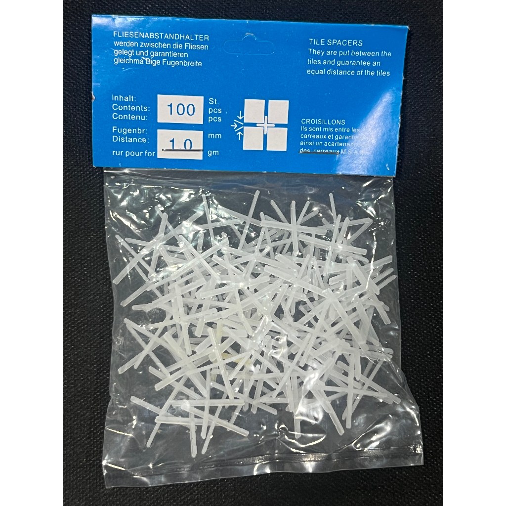 100 ชิ้น กากบาทเว้นร่องกระเบื้อง PVC คุณภาพสูง ขนาด 1-5 มม.（ครบ 100ชิ้น）