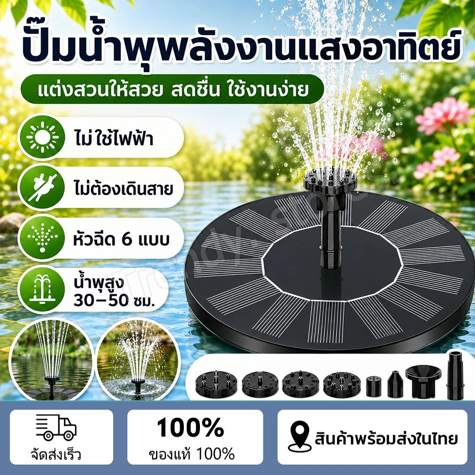 Solar Pump น้ำพุโซล่าเซลล์ ปั๊มน้ำพุ น้ำพุพลังงานแสงอาทิตย์ ปั๊มน้ำ Fountain Solar WATER Solar