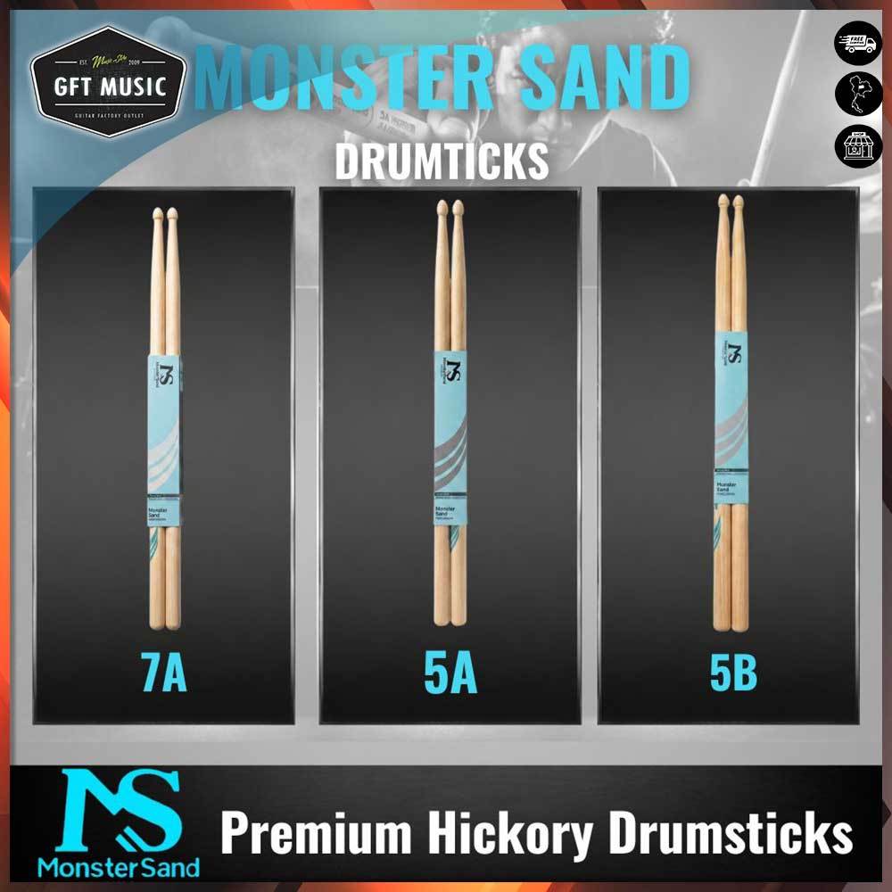 Monster Sand Drumsticks ไม้กลอง US Hickory แท้ ตีแม่น ควบคุมง่าย ทนทาน 7A 5A 5B