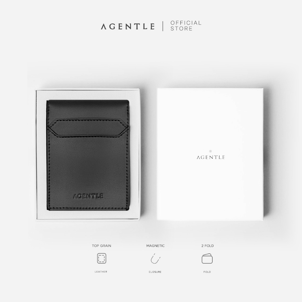AGENTLE - 2FOLD Magnetic Closure Wallet [Multi-Layer] หนังวัวแท้ Top-Grain ใบสั้นผู้ชาย