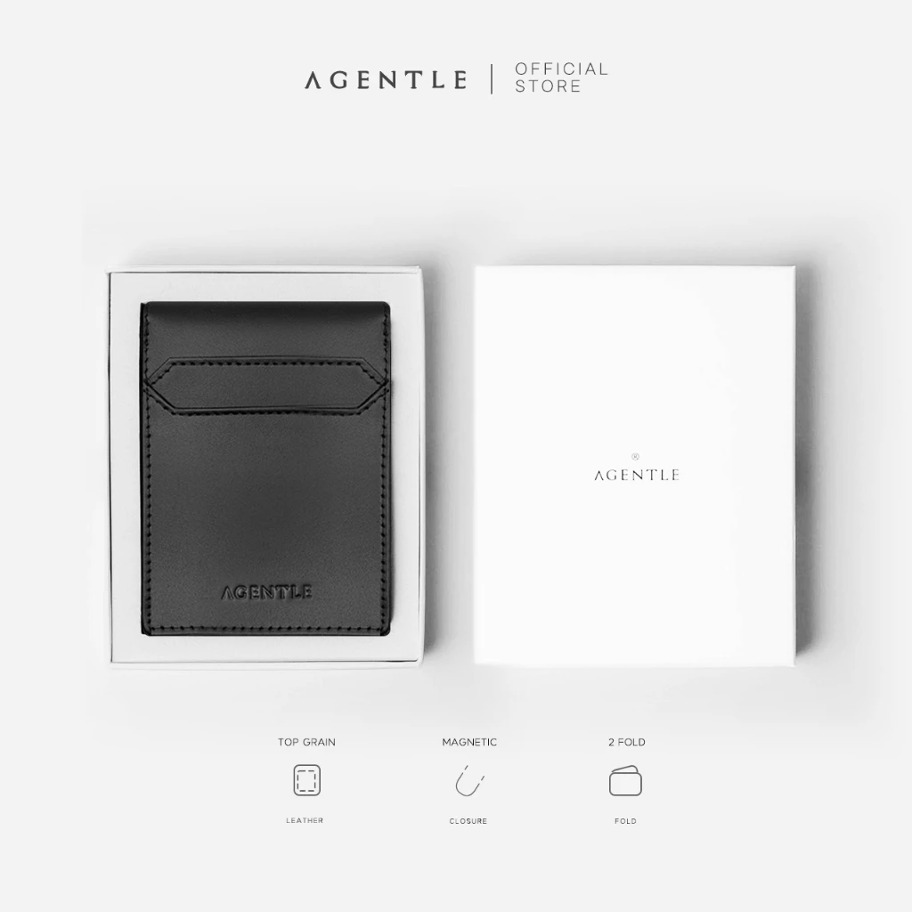 AGENTLE - 2FOLD Magnetic Closure Wallet [Multi-Layer] หนังวัวแท้ Top-Grain ใบสั้นผู้ชาย