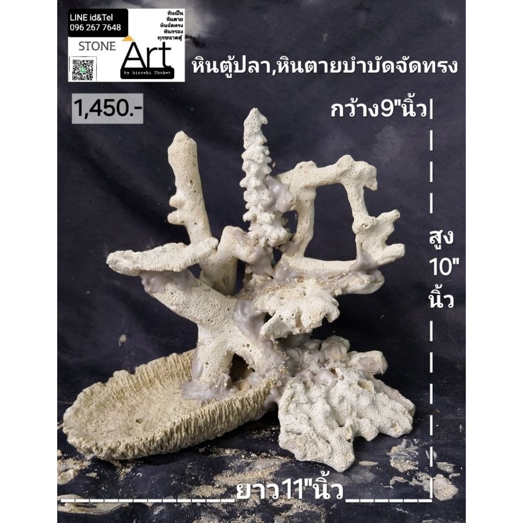 หินตาย หินทะเลจัดทรงเหมาะกับตู้ 24"นิ้วขึ้นไป หินธรรมชาติ ช่วยปรับสมดุลรับบนิเวศภายในตู้กว้าง9"นิ้วสูง10"นิ้วยาว11"นิ้ว