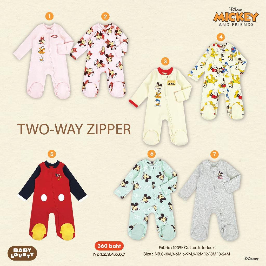 [Babylovett] (V7) Mickey Mouse & Friends - TWZ ชุดนอนคลุมเท้า