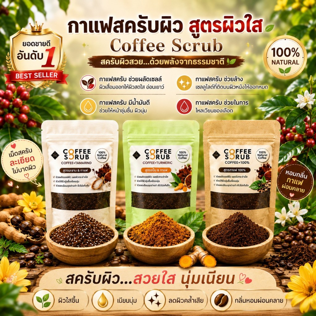 Coffee Scrub กาแฟขัดผิว เกรดดี เกรดชงทาน ระเบิดขี้ไคล