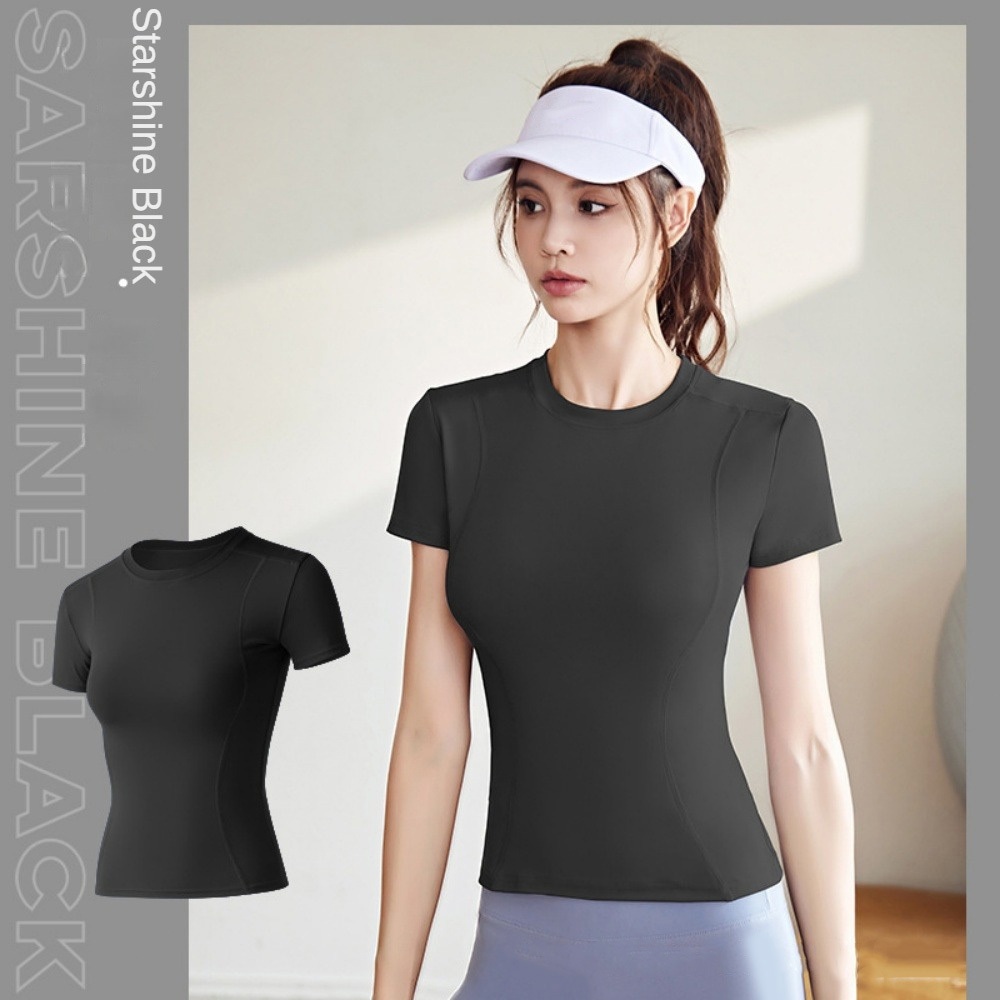 เสื้อแขนสั้นคอกลมกีฬามืออาชีพ รุ่นใหม่ สำหรับผู้หญิง เหมาะโยคะและฟิตเนส เข้ารูปร่างดูผอม ระบายอากาศดี ใส่สบาย