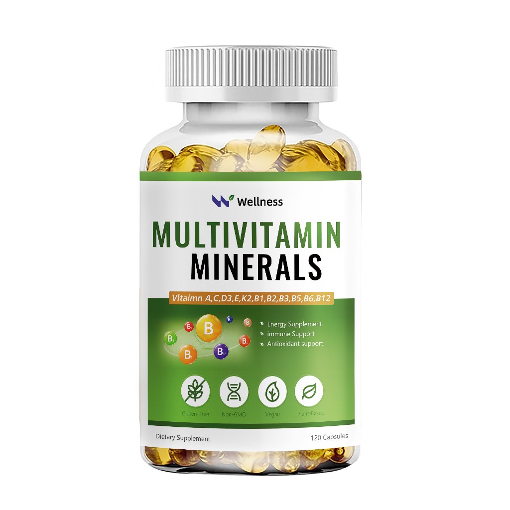 Wellness Multivitamin แคปซูลมัลติวิตามินพร้อมวิตามินและแร่ธาตุเพื่อพลังงาน สุขภาพดวงตา