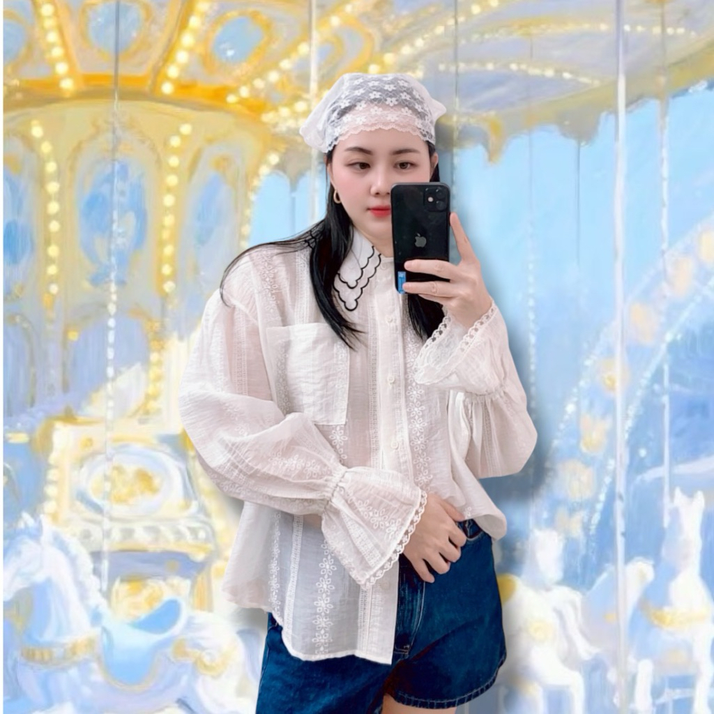L02 เสื้อซีทรูแขนยาว Free size50"