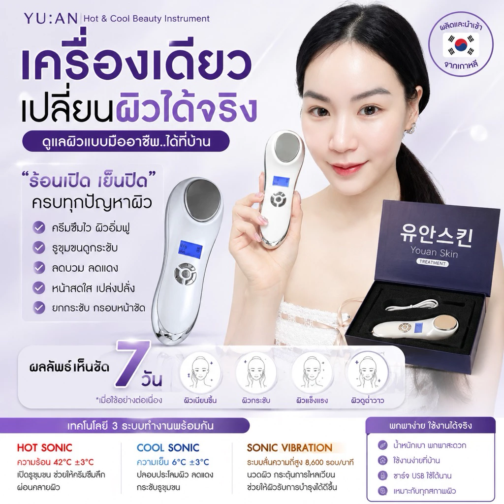 YU AN เครื่องนวดหน้าเกาหลี ร้อนเย็นสั่น Hot Cool Beauty