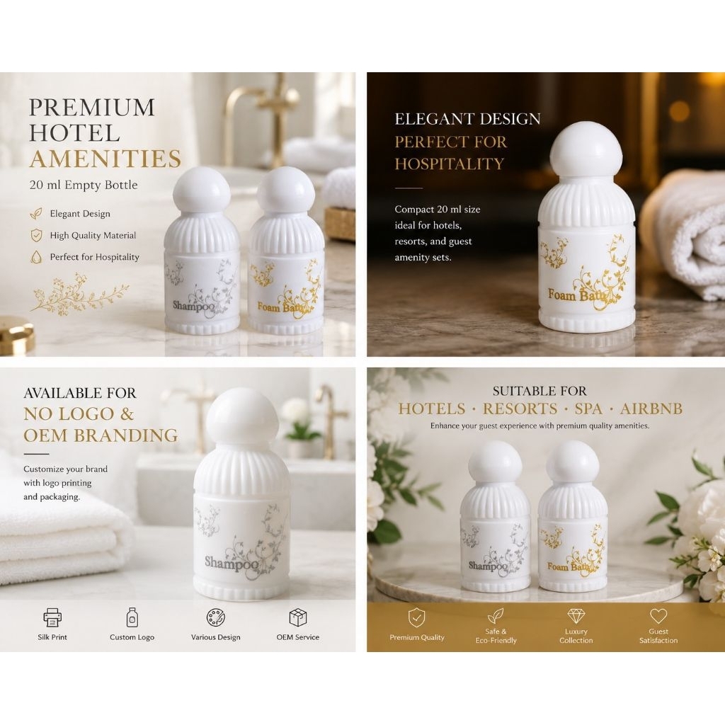 ขวดแชมพู 20 ml สำหรับห้องพักในโรงแรม