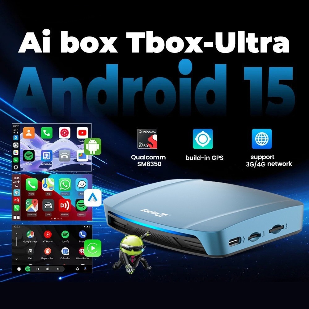 Carlinkit Android 15 AI Box Ultra 8+128G Wireless Carplay กล่องสตรีมมิ่ง Android Auto อะแดปเตอร์ไร้สาย Qualcomm SM6350