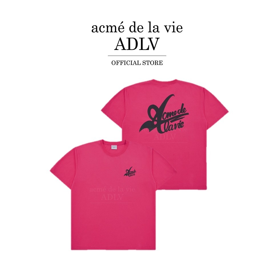 ADLV [acme de la vie] เสื้อยืด Oversize รุ่น Big Logo 2 Printing Short Sleeve T-Shirt Pink (50213SBL