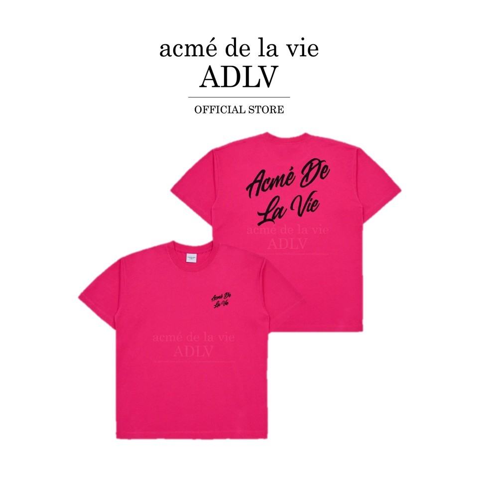 ADLV [acme de la vie] เสื้อยืด Oversize รุ่น Script Logo Printing Short Sleeve T-Shirt Pink (50032OLSSSU_F3PIXX)