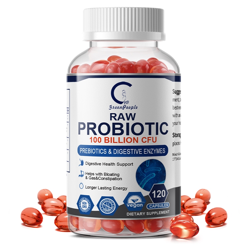 ✨GPGP Raw Probiotic 120PCS -100Billion CFU แคปซูล,สุขภาพติดเชื้อ,ช่วยท้องอืด พลังงานยาวนาน,สําหรับผู้ชายและผู้หญิง✨
