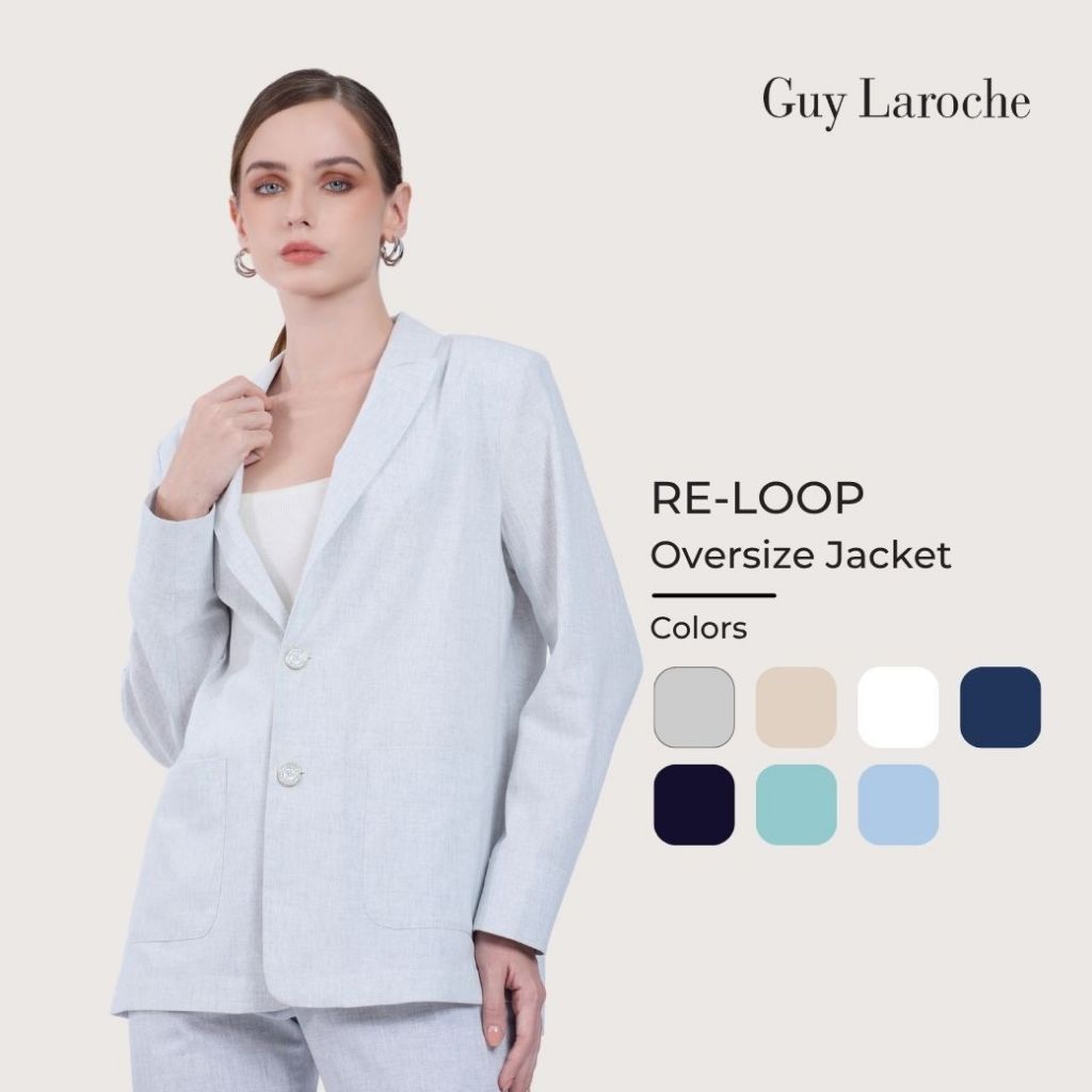 Guy Laroche แจ็คเก็ต รี-ลูป พีแอลซี รีไซเคิล โอเวอร์ไซส์ กระดุม 2 เม็ด