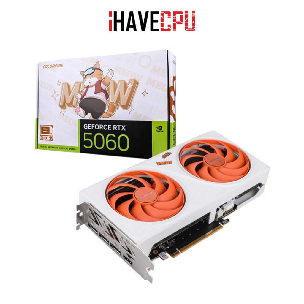 การ์ดจอ (vga) iHAVECPU COLORFIRE GEFORCE RTX 5060 MEOW-ORG DUO - 8GB GDDR7