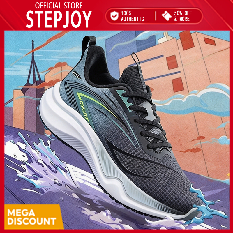 รองเท้ากีฬาสำหรับผู้ชาย รองเท้าวิ่งเบา ด้านรองเท้าพื้นนุ่ม ระบายอากาศได้ดี รองเท้าสตรีมที่สบายและสะดวก