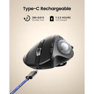 ProtoArc EM01 NL เมาส์แทร็กบอลไร้สาย 2.4G + Bluetooth 2 ช่อง ชาร์จไฟได้ ลูกบอลสีเงิน รับประกัน 2 ปี