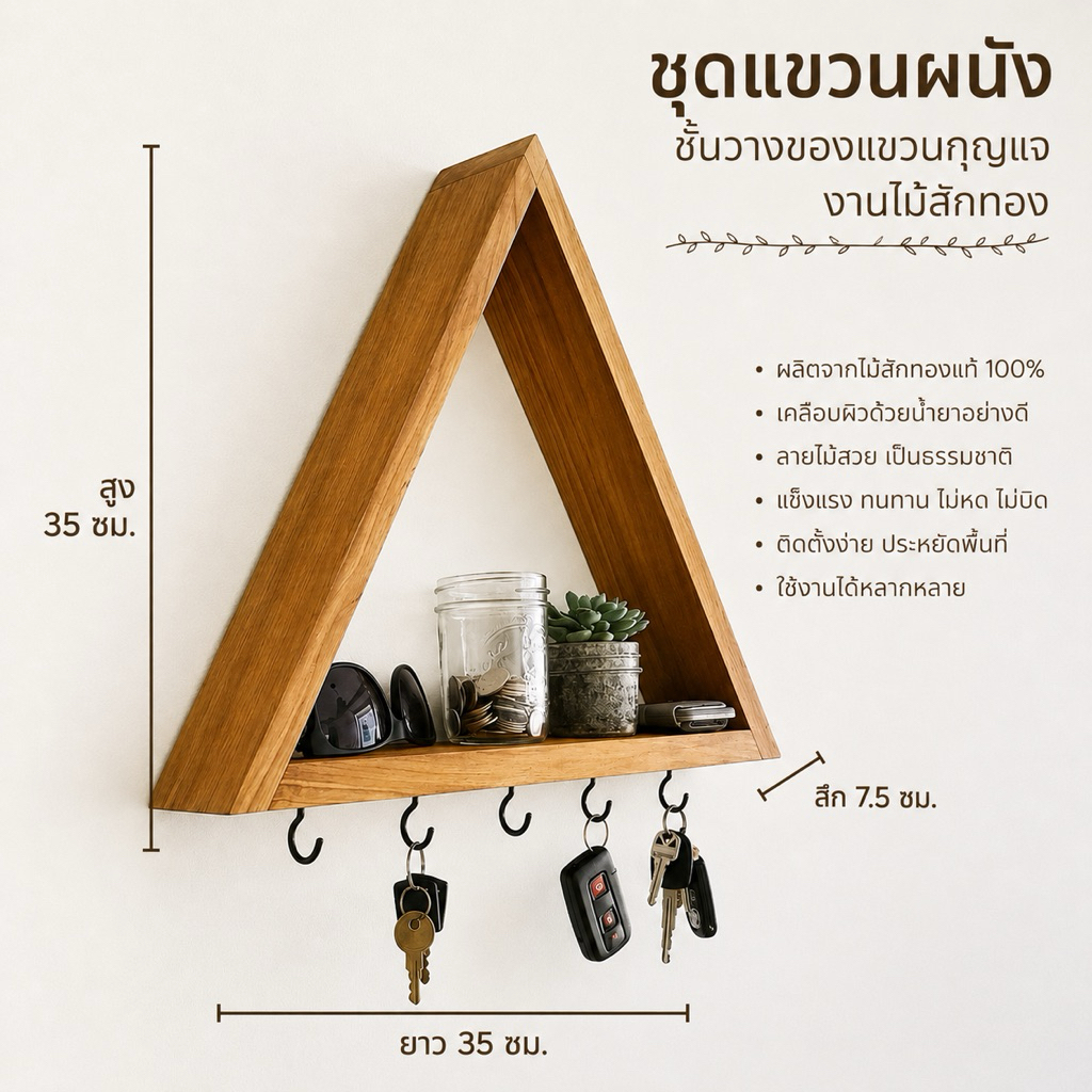 แขวนผนังชั้นวางของแขวนกุญแจ