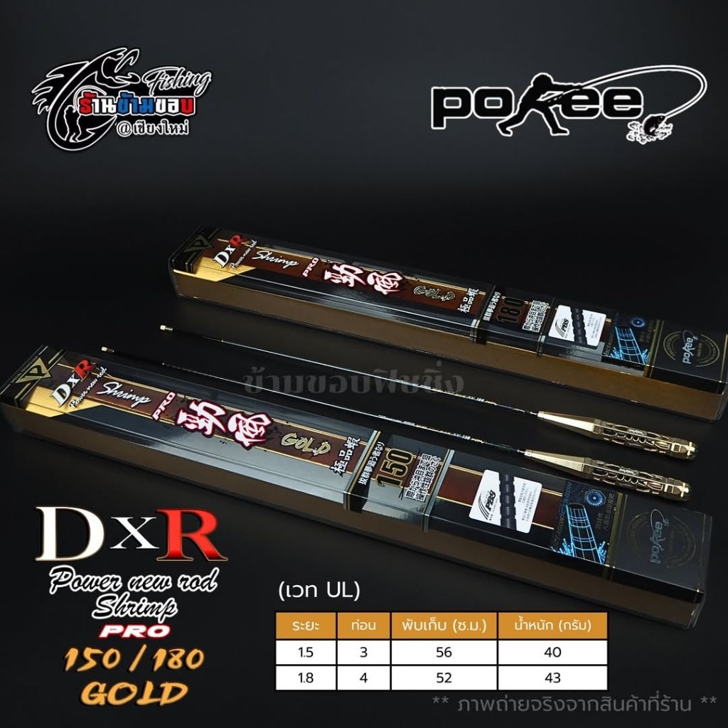 📌 คันตกกุ้ง Pokee DXR Gold Pro ระยะ 1.5/1.8 เมตร (เวท UL
