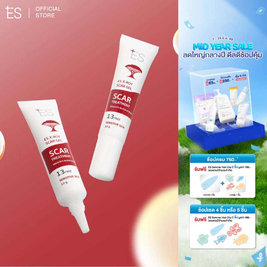 [แพ็กคู่สุดคุ้ม] ES X-roy Scar Gel 10g เจลลดรอยสิว รอยแดง รอยดำ รอยแผลเป็นจากสิว