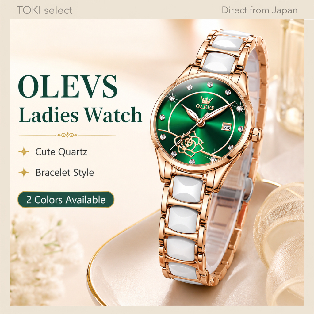 OLEVS Ladies Quartz Watch Bracelet Style Date Luminous Cute Gift Watch White Green