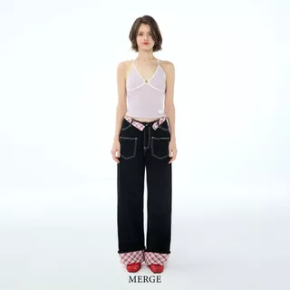 Merge Official - V Folded Waist Jeans (พร้อมส่ง)