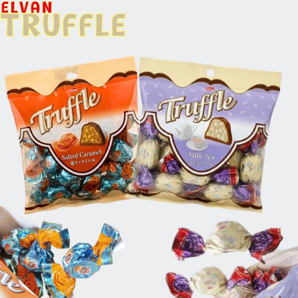 Chocolate Elvan Truffle ช็อกโกแลตสอดไส้ มี 2 รสชาติ นํ้าหนัก 80 กรัม มี 8 ชิ้น จากตุรกี