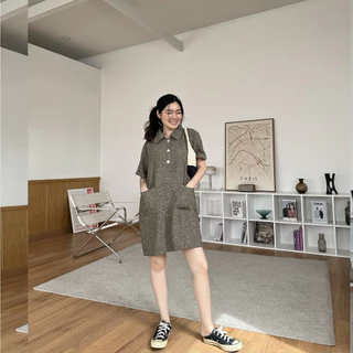 93FAVORS| "Dabby dress" เดรสคอปกแขนสั้น มีกระเป๋าหน้า เดรสแฟชั่นทำงาน