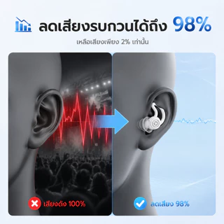 Earplugs ลดเสียง นุ่มใส่สบาย ที่อุดหู ที่อุดหูตอนนอน ที่อุดหูกันดัง เอียปลั๊กอุดหู อุดหูกันเสียง เอียร์ปลั๊ 2-in-1