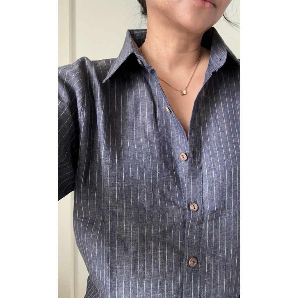 เสื้อเชิ้ตลินินแท้ ลายทางริ้ว  และสลาฟแชมเบรย์ รวมทุกสีค่ะ