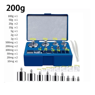 ตุ้มน้ำหนักมาตรฐาน เหล็กชุปโครเมี่ยม Class M2 100g 200g 500g ชุดรวม 8 ลูก 1000g
